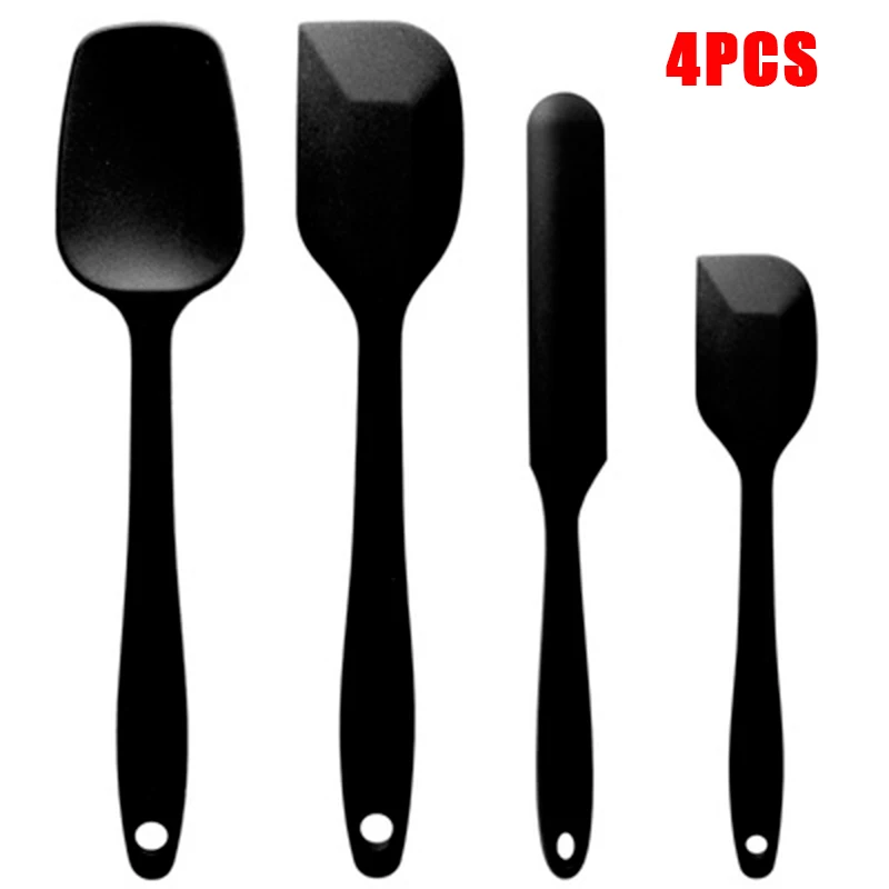 Silicone Spatula Set 4 Pcs Red/Black Heat-Resistant Rubber Spatulas Baking Cookware Baking Silicone Spatrla Set