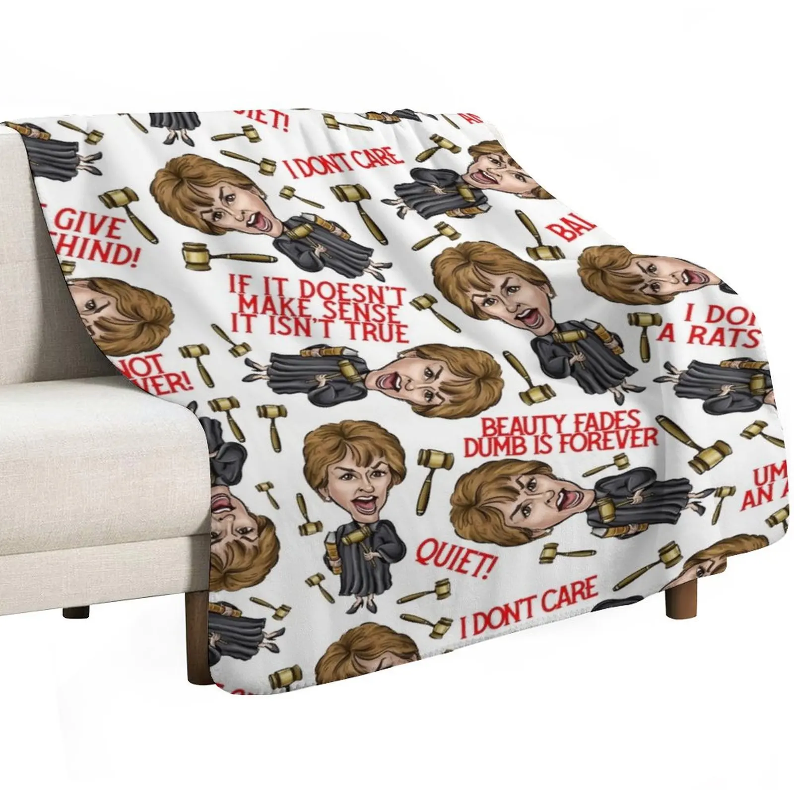 

White Judge Judy Print Throw Blanket heavy to sleep Retros Plush for winter Blankets