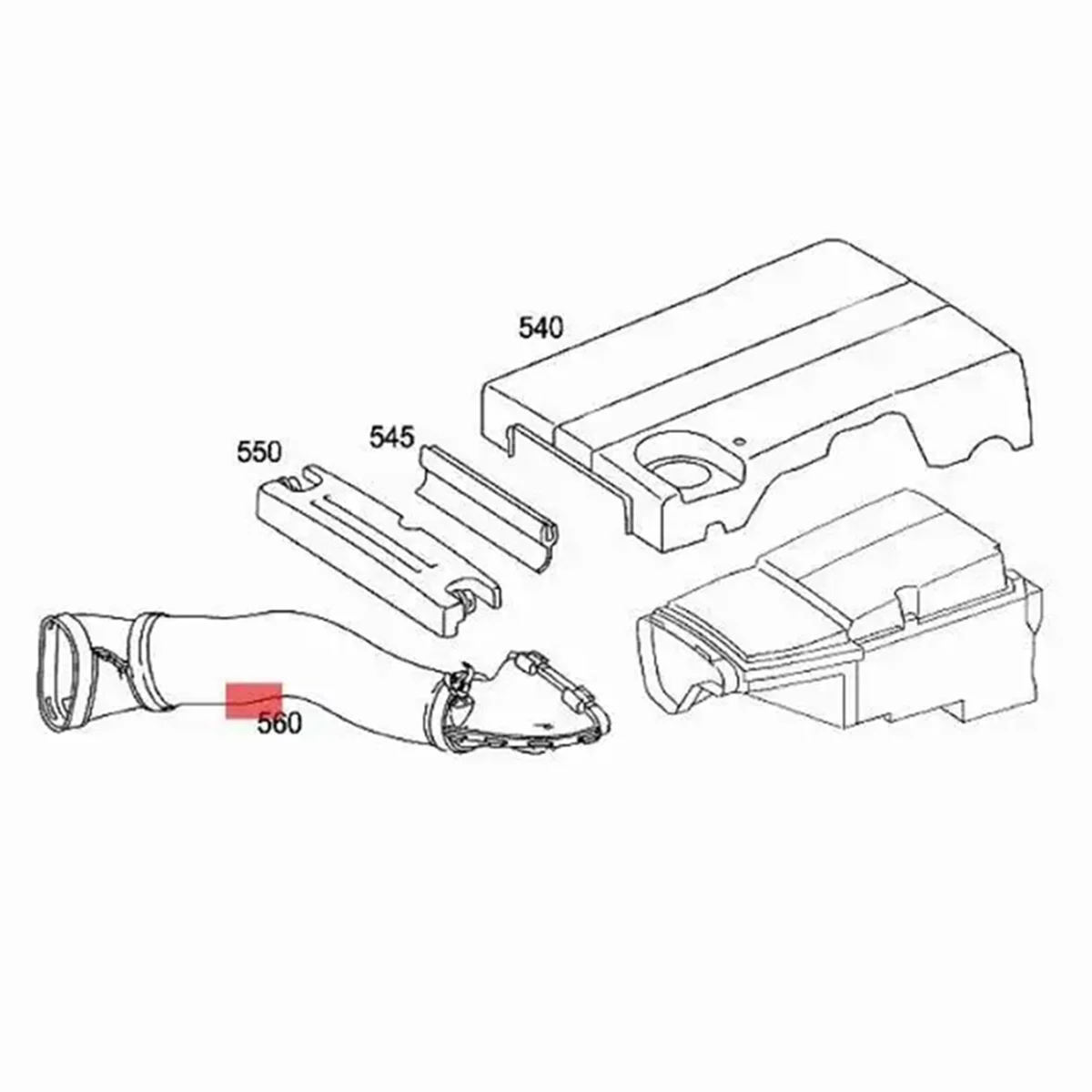 Car Air Intake Hose for Mercedes Benz Mb Slk Class R171 Slk200 2004-2011 Air Filter Intake Tube 2710941382 A2710941382