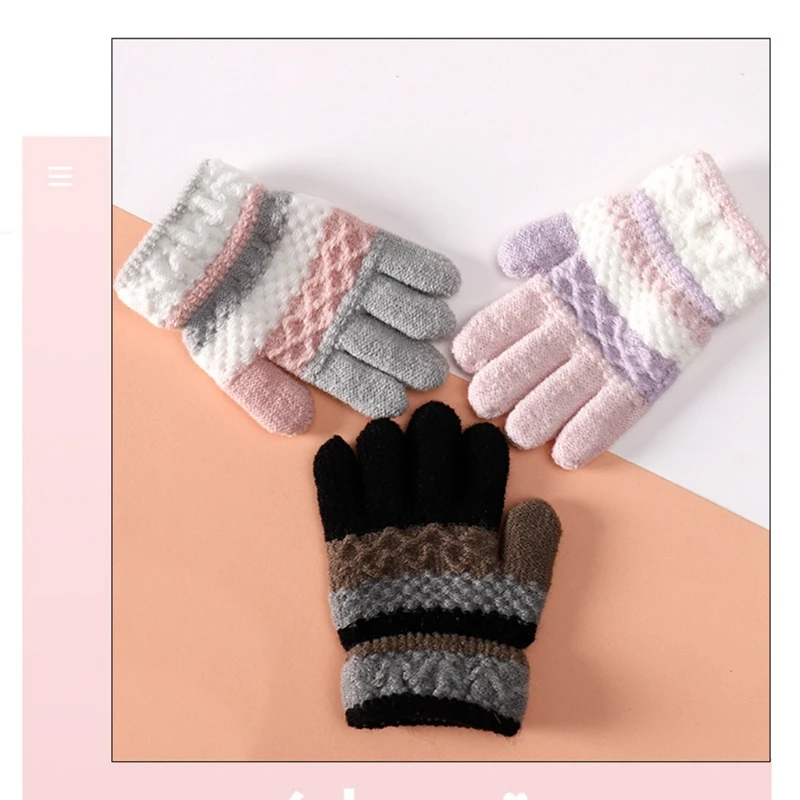 1 คู่เด็กฤดูหนาวถุงมือถักลายเด็ก Coldproof WARM Full Finger ถุงมือชายหญิง Mittens