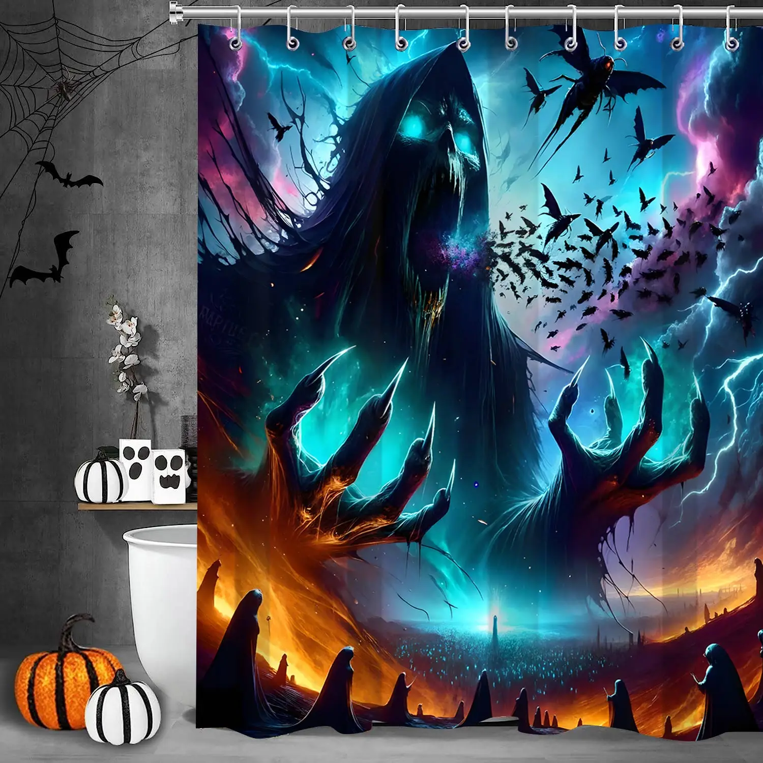 Halloween Bathroom  Shower Curtain Horror Wizard Waterproof fabric bathroom Curtain With 12 Hooks Sunflower Home Deco Free Ship