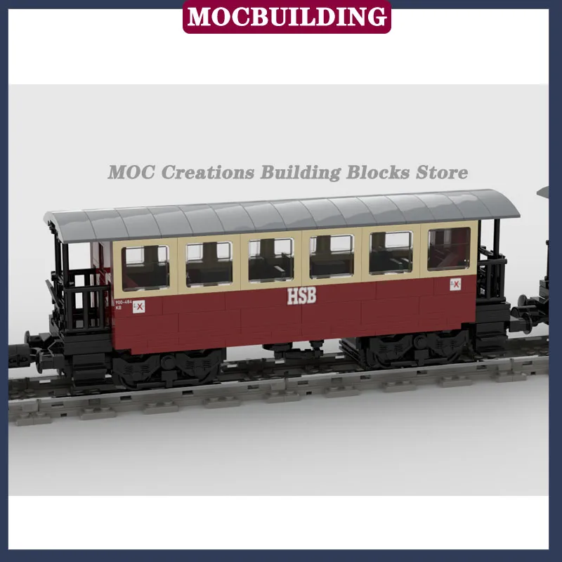 MOC City Railway Steam Locomotive Model Building Block Transport Train Passenger Car Collection Toy Gifts