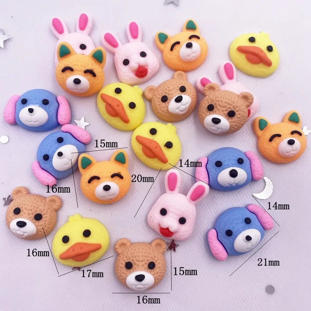 20 قطعة بولي كلوريد الفينيل الملونة Kawaii الكرتون الدب الكلب بطة الثعلب الأرنب فلاتباك لينة الغراء سجل القصاصات التماثيل ديكور DIY بها بنفسك مجوهرات ديكور الحرف