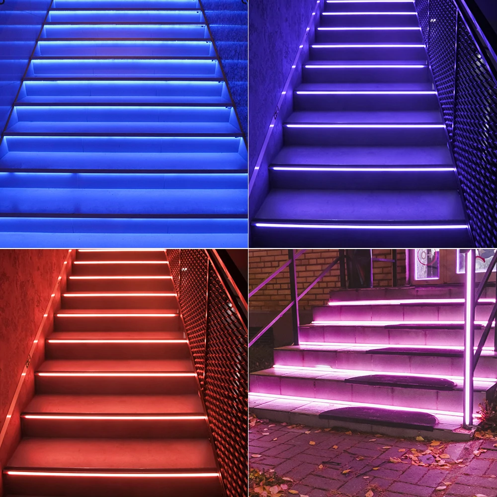 5-25 Step RGB LED Stair Light RGB Strip With 2 Motion Sensors Stair Lighting Easy Insallation RGB Stair Full Kit COB Strip