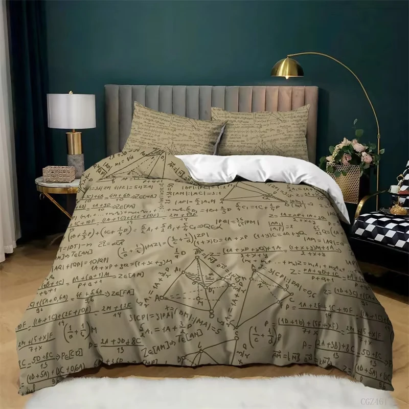 Math Equation Duvet Cover Set Single King Size Mathematics Formula Pattern Bedding Set For Boys Girls Educational Quilt Cover
