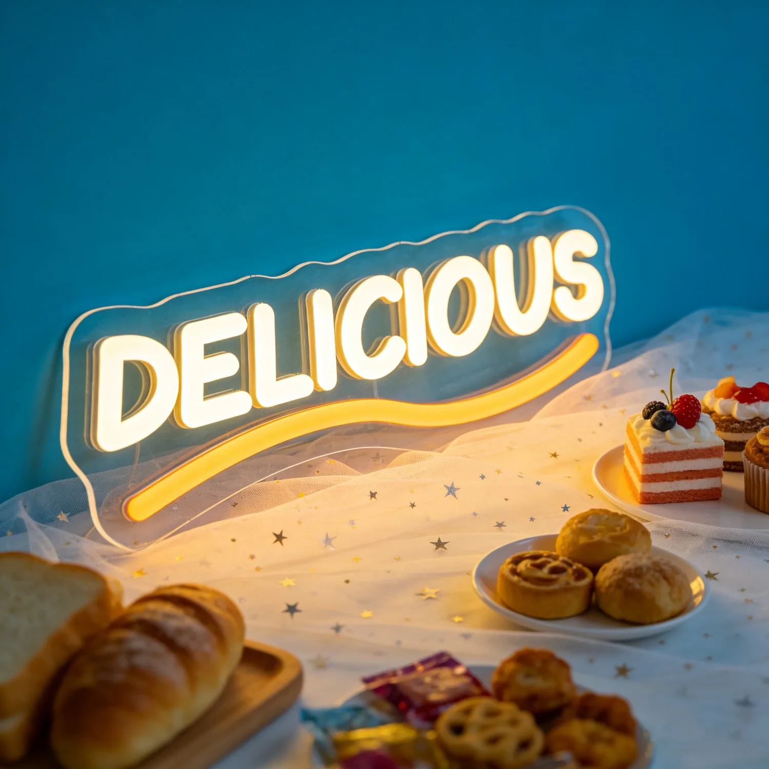 おいしいネオンライトサイン白黄色ライトusb電源調光可能なledネオンサインレストランの壁キッチンダイニングルームの装飾用