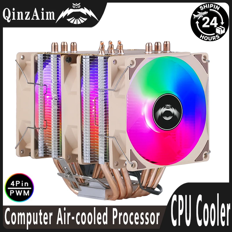 QiuzAim Efficient CPU Cooler Fan Processor Twin Towers Radiator 4/6 Heat Pipe Compatible LGA115x 1200 1700 1851 2011 AM4 AM5 X99