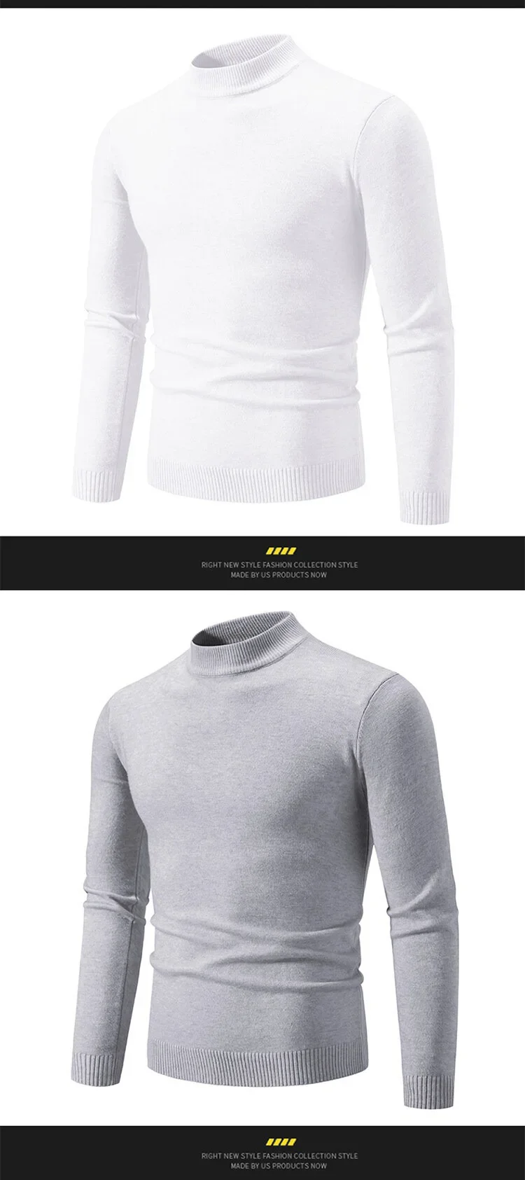 Herbst männer Hälfte Rollkragenpullover Einfarbig Grundlegenden Stil Casual Mode Strickwaren Slim Fit Hohe Elastische Männliche Warme Pullover – Detail 10