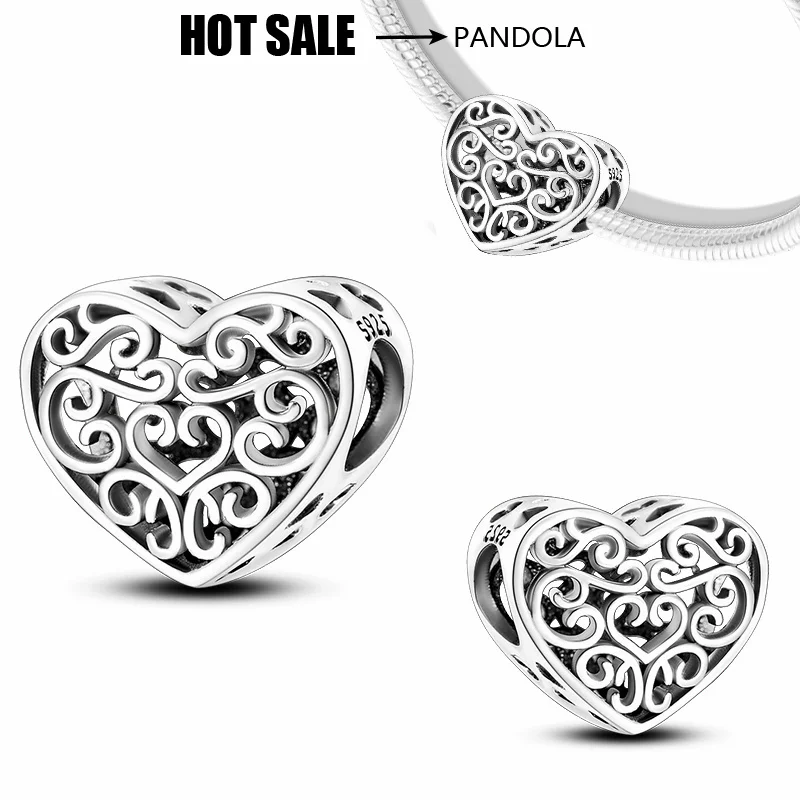 

925 Silver Mother's Day Wrapped Love Zircon Charm Beads Suitable for Pandora's Original Ladies DIY Bracelet Exquisite Jewelry