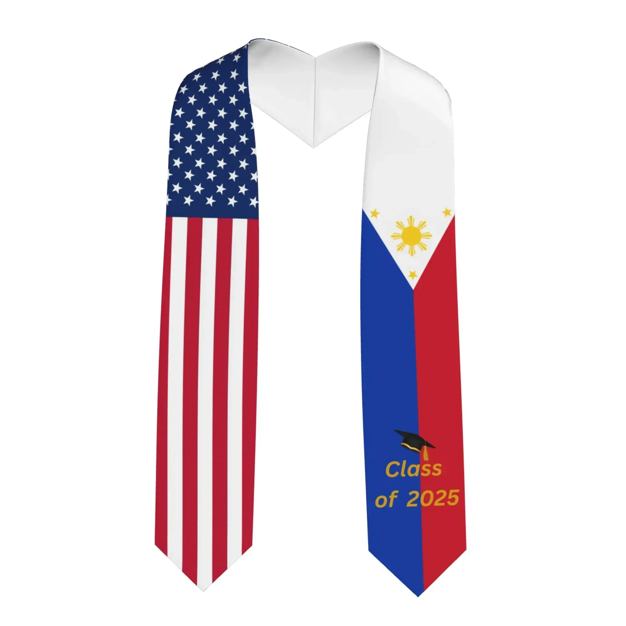 

Philippines & USA Graduation Sash Class of 2025 - Mixed Dual Flag Graduation Stole for International Students Graduation Gift