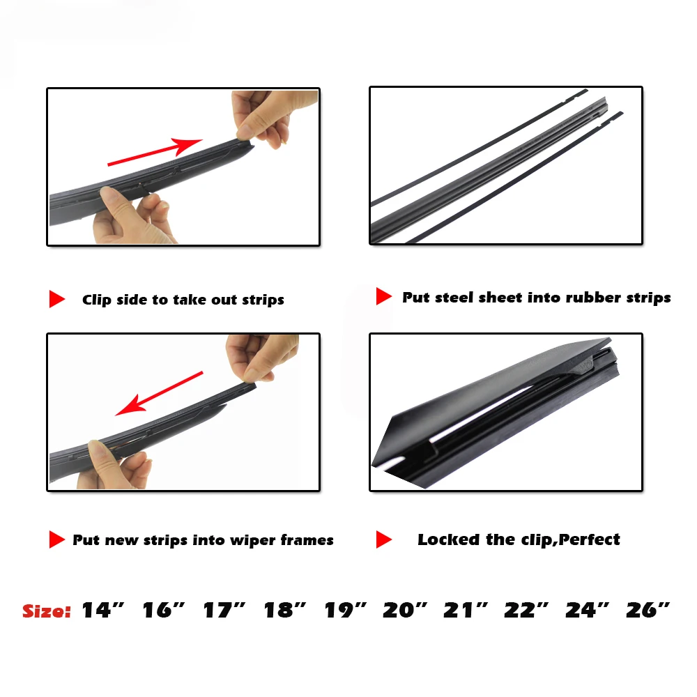 1pcs Car Wiper Blades Windscreen Vehicle Insert Rubber Strip (Refill) 8mm Soft 14\