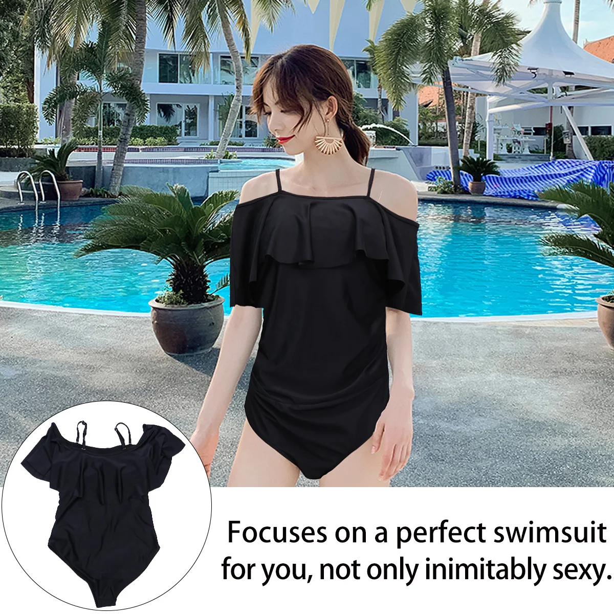 Черный купальник для беременных, удобный сексуальный бикини, модный летний купальный костюм для беременных женщин, рюшами, поддержка живота, размер Xl