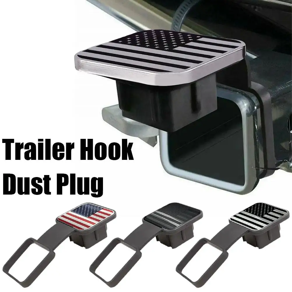 1pc 2 Inch American Flag Trailer Hitch Cover Metal Hitch Cover Fit For 2 Inch Hitch Receivers,2\'\' Rubber Hitch Tube Cover Plug