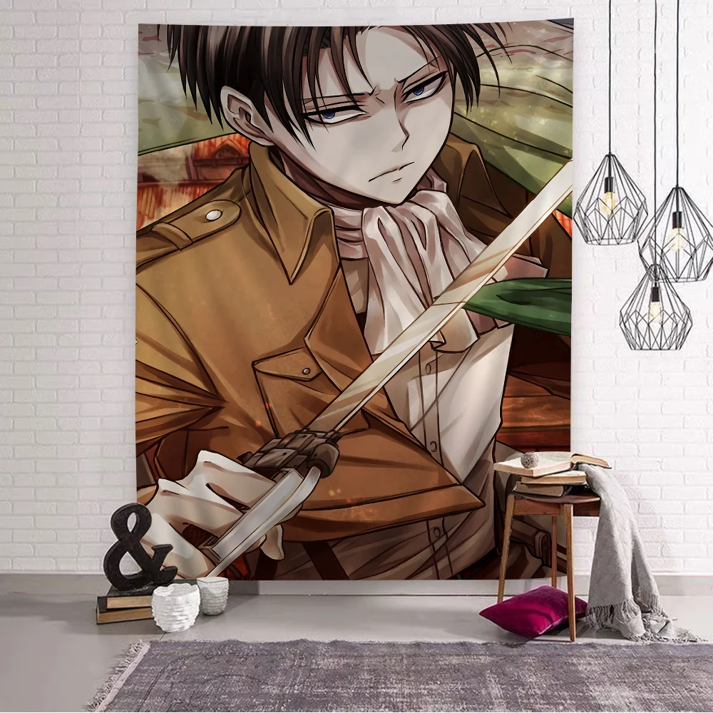 Attack on Titan Levi Ackerman Anime Printed Large Wall Tapestry Cheap Hippie Wall Hanging Bohemian Tapestries Mandala Home Decor