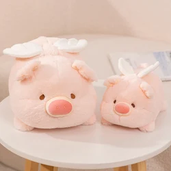 Pink Angel Lying Pig Cute Cartoon Plush Toys Lovely Fat Animals Stuffed Dolls Birthday Gift Sleeping Plushie