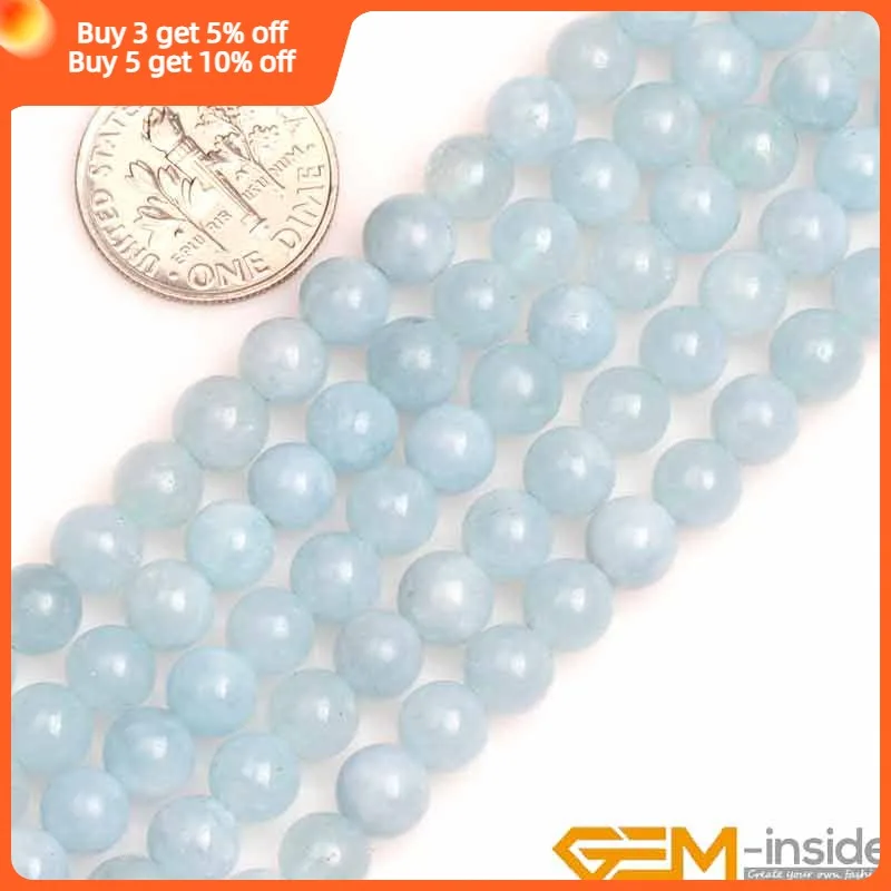 6mm 8mm 10mm 12mm Semi-Aquamarines Blue Jades Stone Gem Stone Semi Precious Beads Loose Bead For Jewelry Making Wholesale