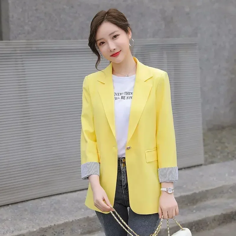 Frühling Freizeit Pionier Frauen Jacke Koreanische Pionierin Damenmode Geschäft Einfarbige Pionier Frauen Arbeit Büro Blazer