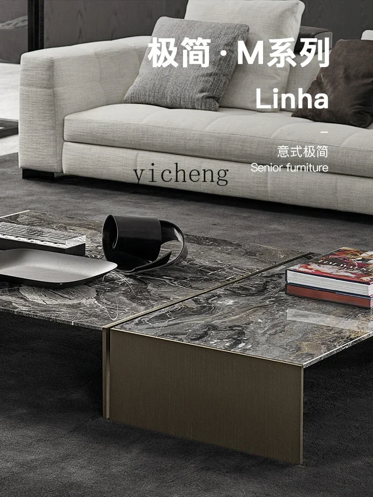 Mild Luxury Marble Tea Table Designer New Villa Hong Kong Style Model Room Italian Style Tea Tablex21