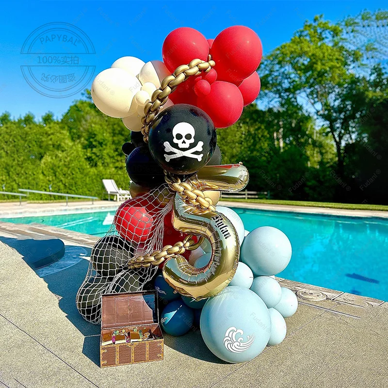 50 stücke Piraten Themen Ballon Platin Anzahl Geburtstag Ballon Set Festliche Party Dekoration kinder Taufe Liefert Foto Prop