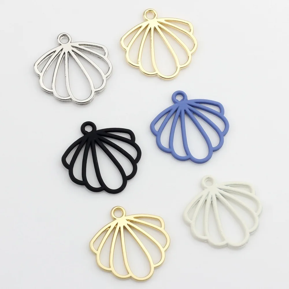 

5Pcs 21×20mm Scallop Pendant Hollow Out Zinc Alloy Scallop Charms Flat Multipurpose DIY Jewelry Earring Making Accessories