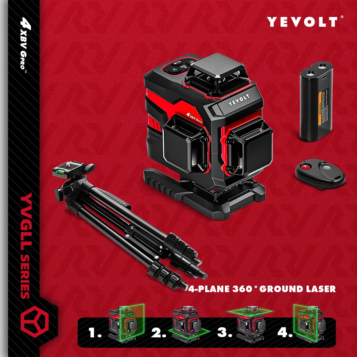 

YEVOLT YVGLL4XS16 16-линейный лазерный генератор уровня, интеллектуальная линия для маркировки полов на складе, высокая точность, рабочий диапазон 30 м