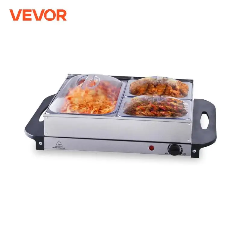 VEVOR Elektrischer Buffetserver, Speisenwärmer, tragbares Chafing Dish-Set aus Edelstahl, Temperaturregelung, ofensichere Pfanne für Partys und Veranstaltungen