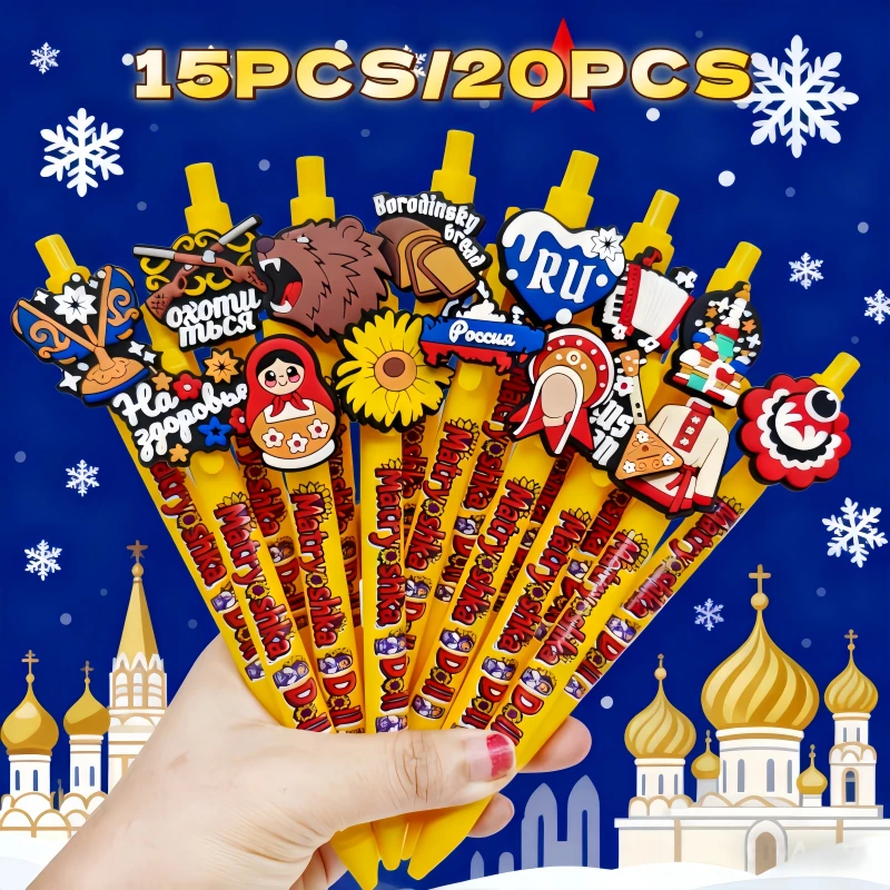 

15 шт./20 шт. шариковая ручка на русской тематике, креативный набор, кукольный принт, ежедневный офис, обучение студентам, канцелярские принадлежности, подарочные ручки