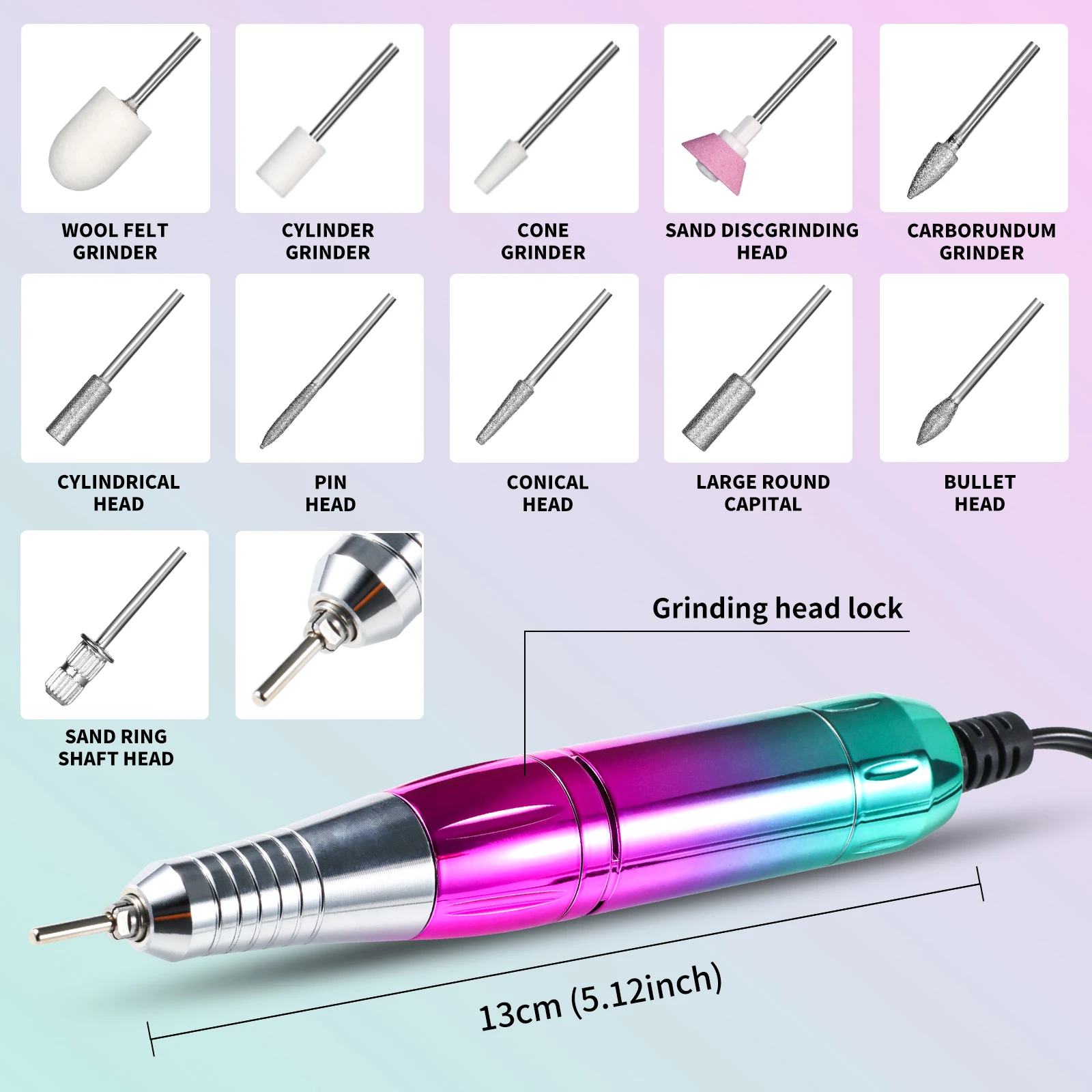 45000RPM Electric Nail Drill Professional Nail Polishing Machine Low Noise Nails Sander File Set For Manicure Salon/Home Tools