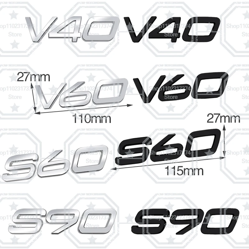 3D B3 B4 B5 B6 B8 T4 T5 T6 T8 AWD Emblem Metal Car Side Badge Decoration Rear Trunk Sticker For VOLVO V60 V40 S60 S90 XC60 XC90