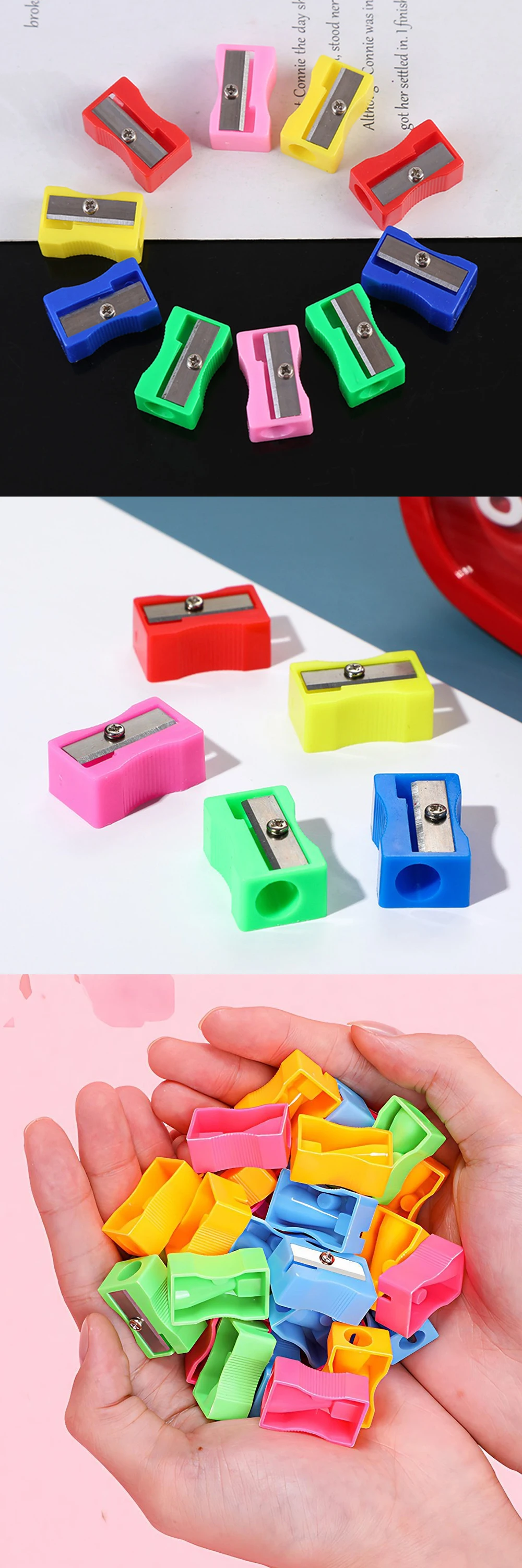 5/10/20PCS Bleistift Spitzer Zufällig Gemischte Farbe Kunststoff Einzigen Loch Manuelle Bleistift Spitzer Nützliche Schreibwaren Student Gefälligkeiten ZYF – Detail 2
