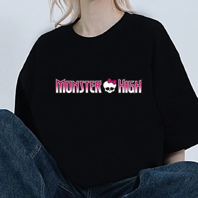 Cartoon M-Monster H-High Girl T Shirt Women Couple Combination Clothes Short Sleeve Collar Fashion Man Cotton