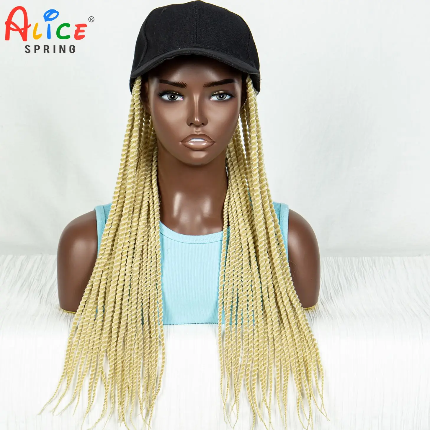 613# Synthetic Braided Hat Wigs Baseball Cap Twist Crochet Hair Wig Knotless Box Braids Wig PrePlucked Baby Hair for Black Women