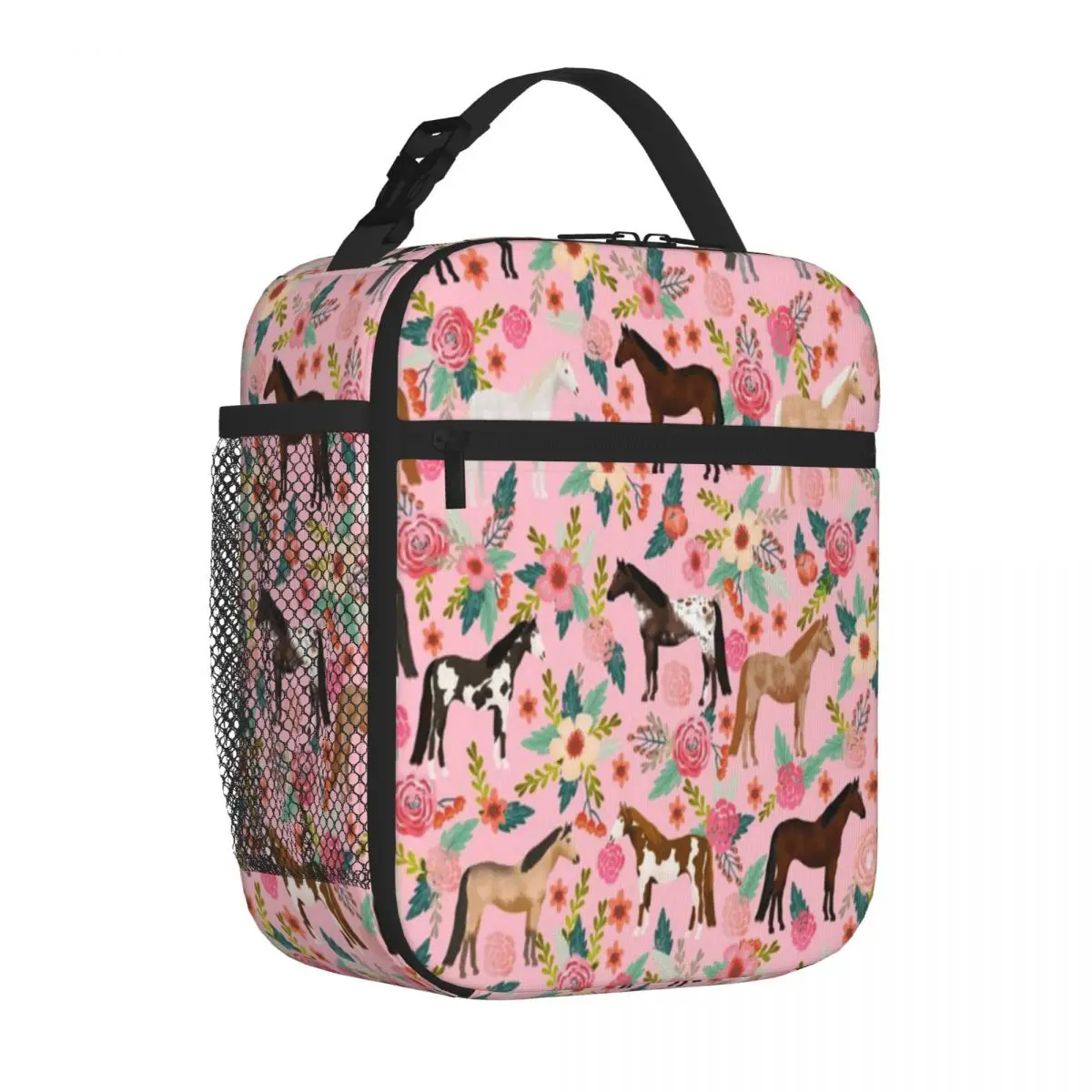 Bestselling Horses Floral Horse Breeds Farm Animal Pets Travel Style Carry Lunch Bag Office Outdoor Lunch Office Lunch Bag