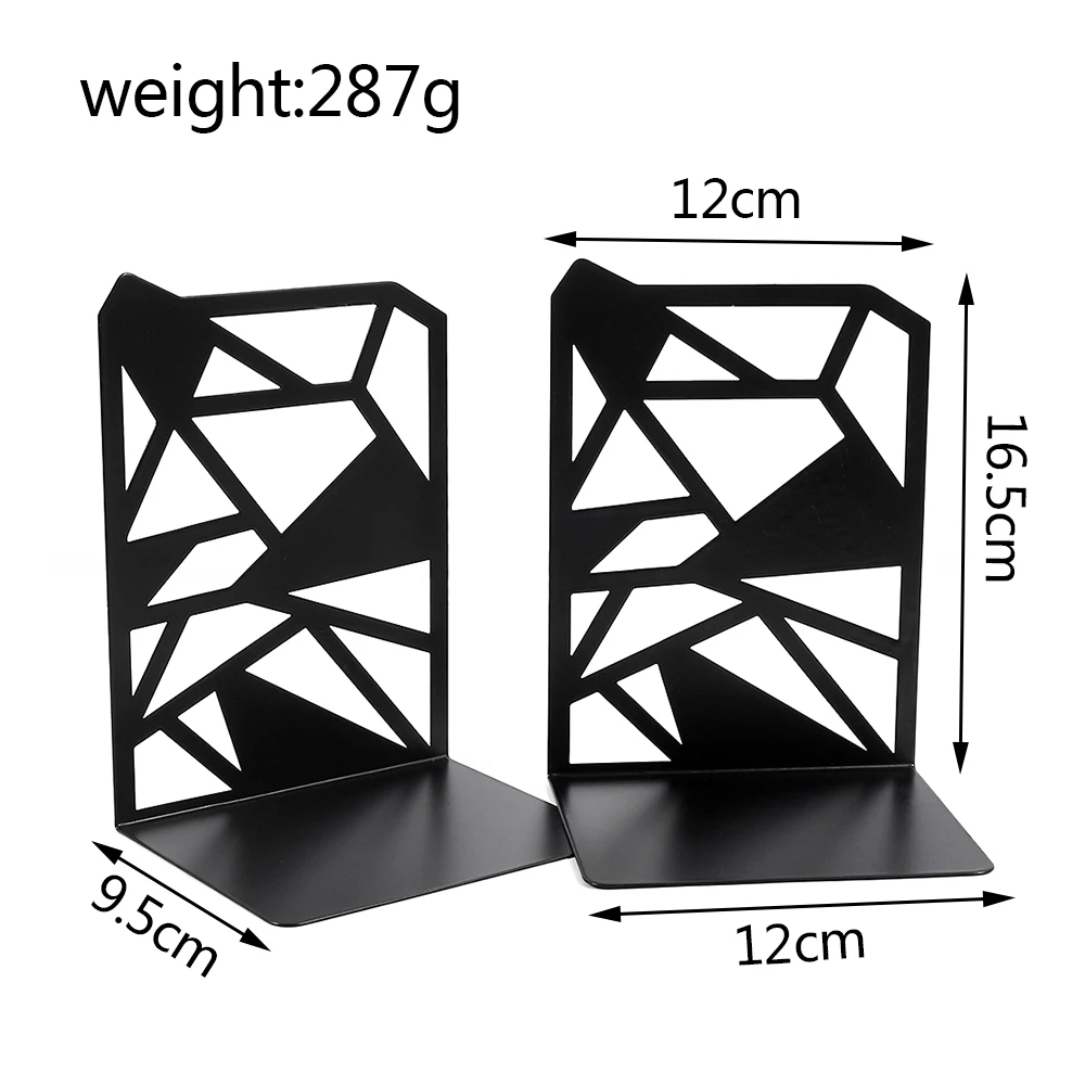 Hollow Geometry Irregularity Metal Bookends Creative Desk Ornament Studyroom Decoration Book Holder Retractable Book Support