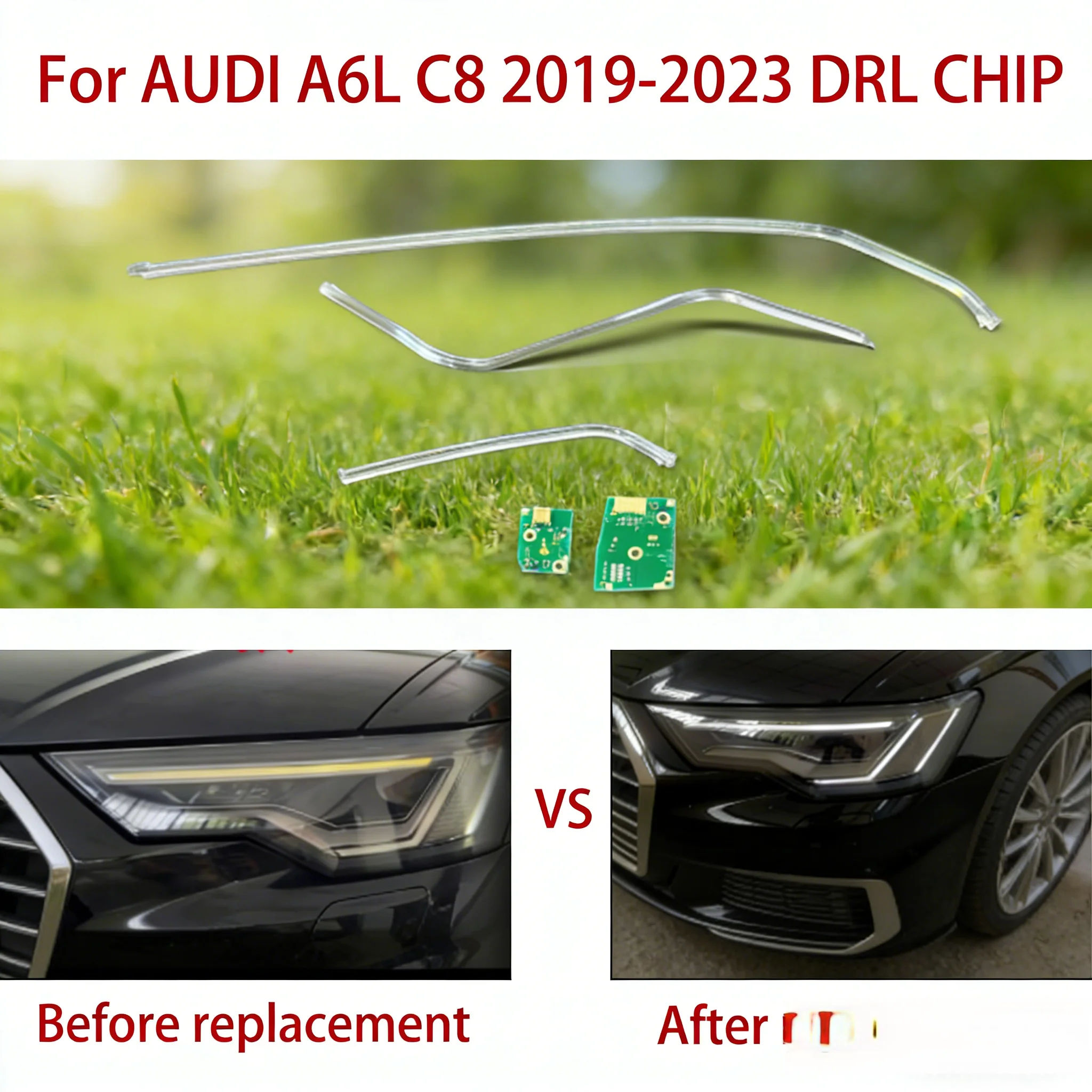 

white Car Headlight DRL CHIP Light Guide Strip Angel Eye headlight Light Tube Ballast Chip Module Parts FOR AUDI A6 C8 2019-2023