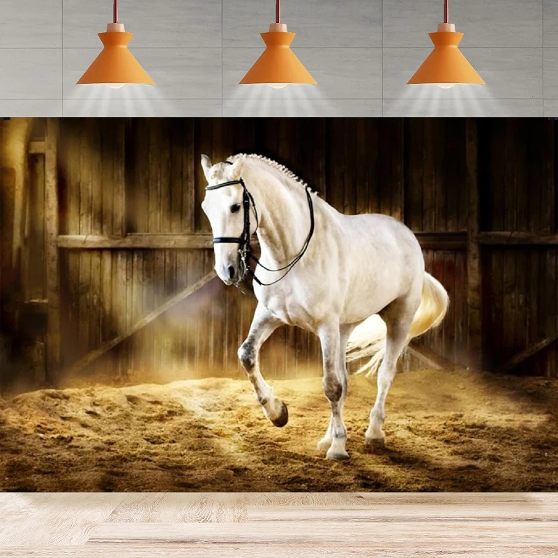 

Countryside West Cowboy Horse Photography Backdrop Wooden Stable Western Poster Studio Props Decoration Background Party Banner