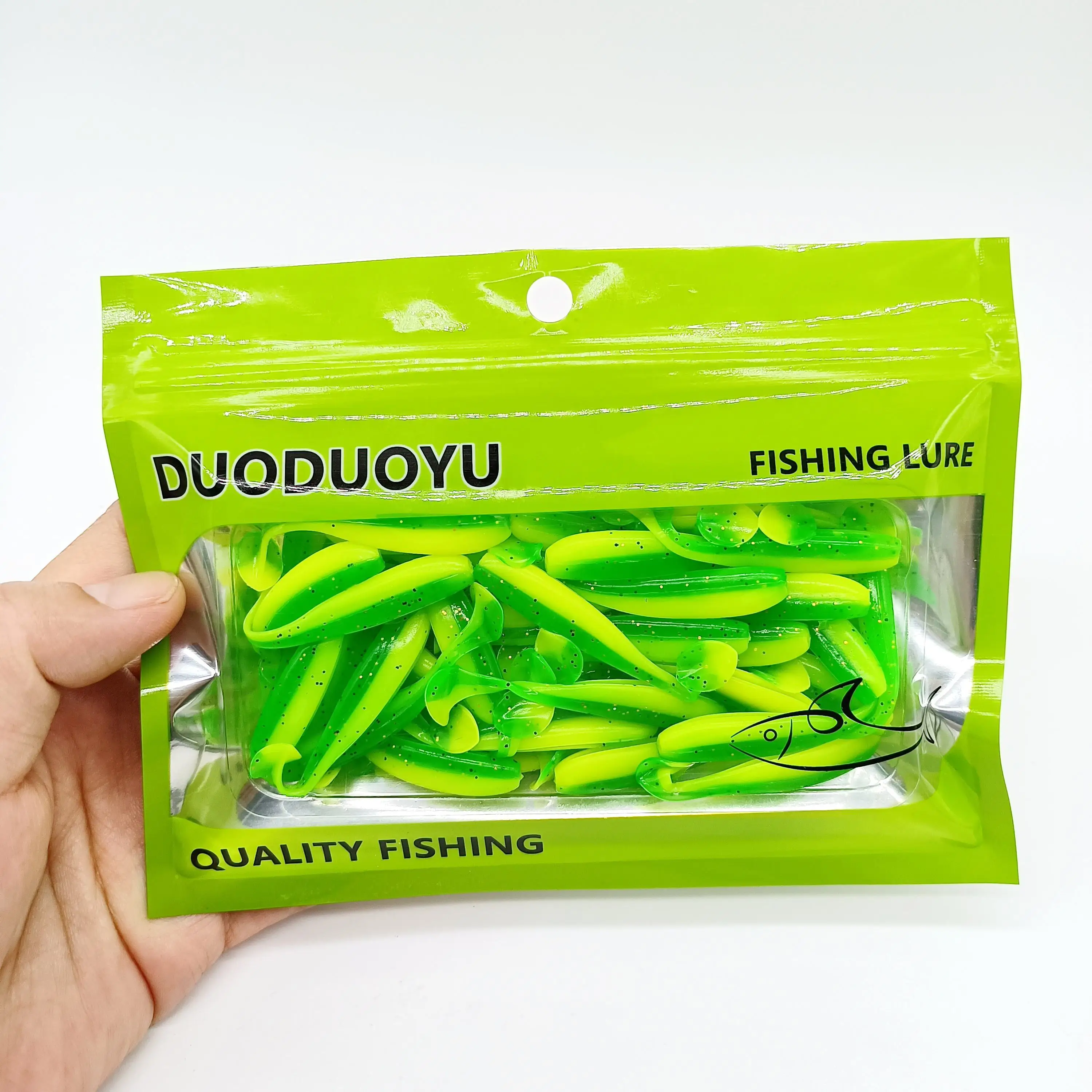DUODUOYU 50PCS 35mm/0,35g 40mm/0,45g Micro T-schwanz Weiche Angeln lockt Kleine Künstliche Köder Jig Wobbler Bass Hecht Angelgerät – Detail 10