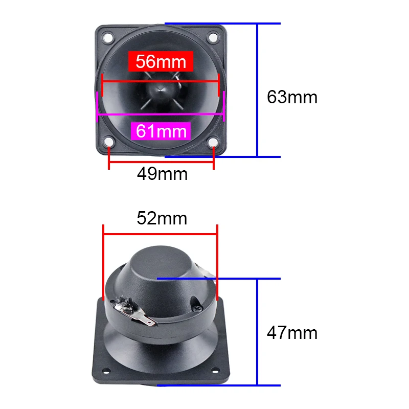 GHXAMP 2.5 pollici corno quadrato Piezo Tweeter strumento per chitarra altoparlante ceramico piezoelettrico impermeabile ad altissima frequenza 2