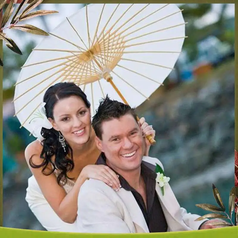 

Reliable-4PCS Paper Parasol Beach Umbrella White DIY Umbrella Photography Props For Baby Shower Partys Wedding 60Cm/23.6Inch