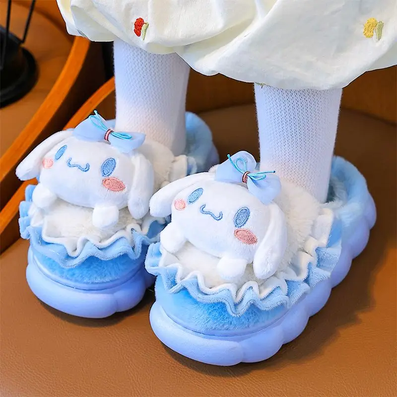 

Cinnamoroll Slippers Super Cute Famlily Home Kuromi Melody Cotton Slippers Antislip Warm Winter Shoes Indoor Daily Comfotable