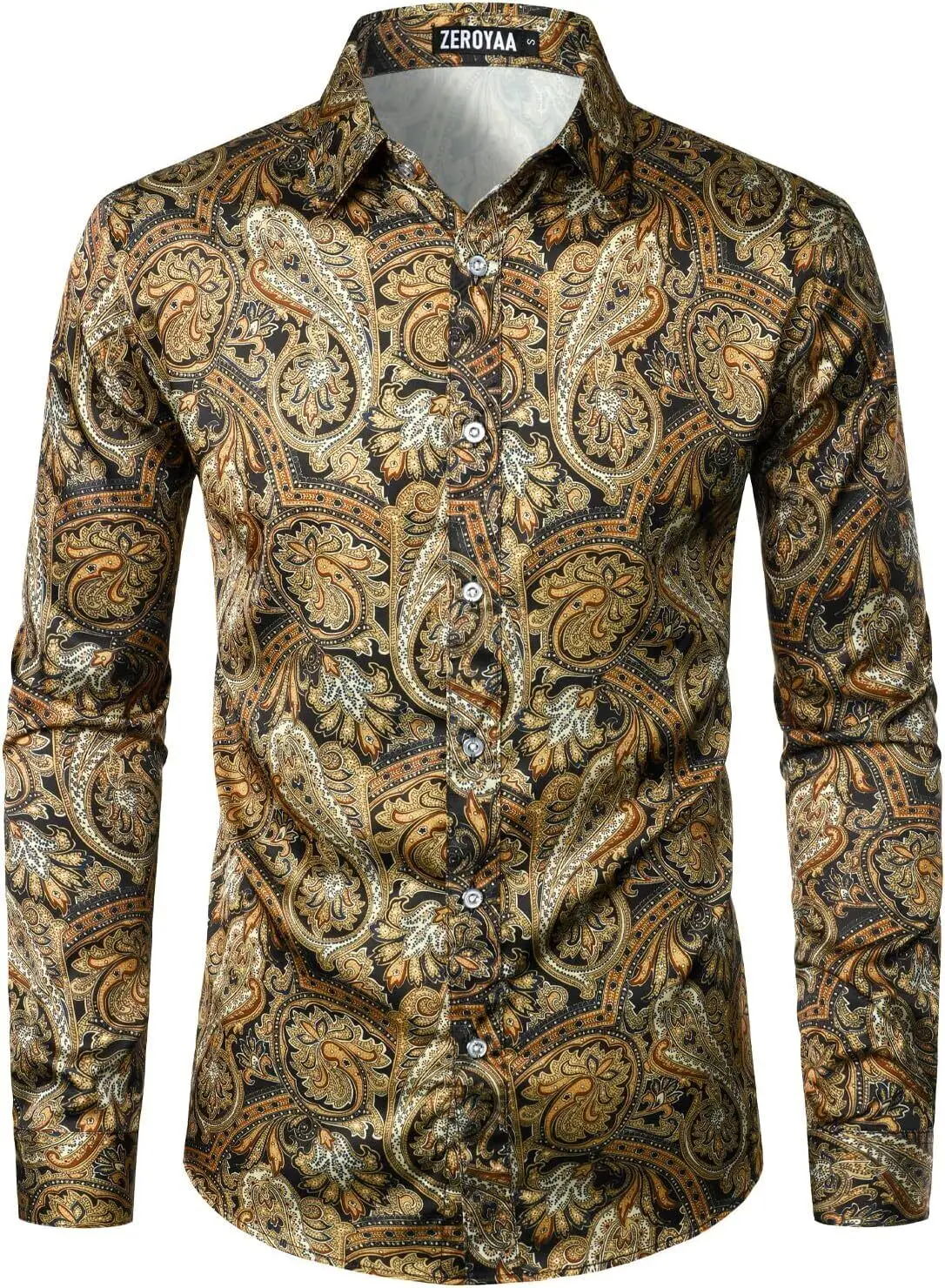 

Men's retro shirt gradient totem print shirt fashionable casual long sleeved shirt men's lapel top