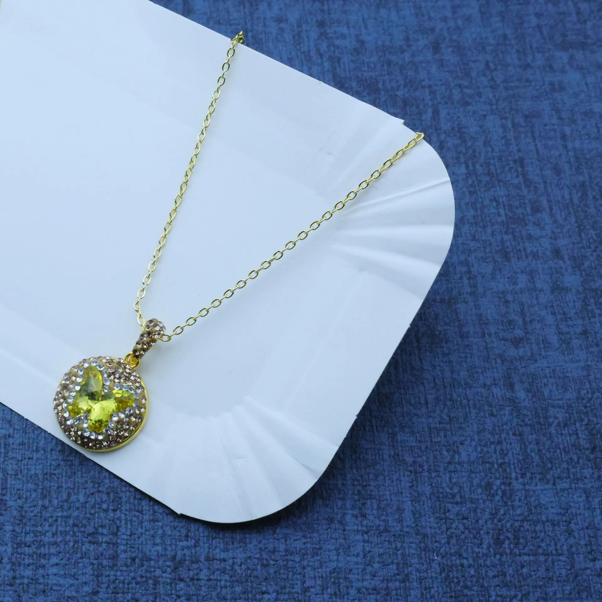 DIY accessories New original handmade design yellow glazed butterfly clay inlaid three-piece French vantage personalized jewelry