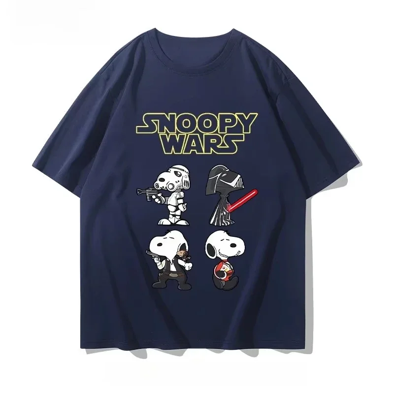 Snoopy Joint Peripheral T-shirt Pure Cotton Short-sleeved Summer Men and Women Darth Vader Force Lightsaber Half-sleeved Sports