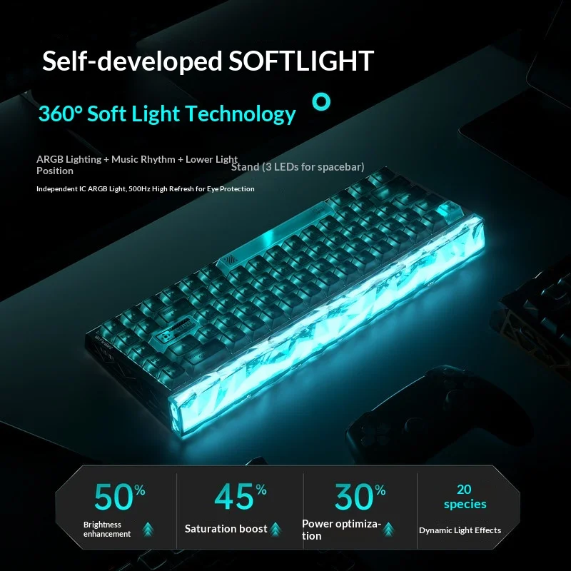 AULA Hero68xs Magnetic Switch Keyboard Tri Mode Wireless 8K Polling 48K Scan Transparent RGB Rapid Trigger Esports Gaming for PC