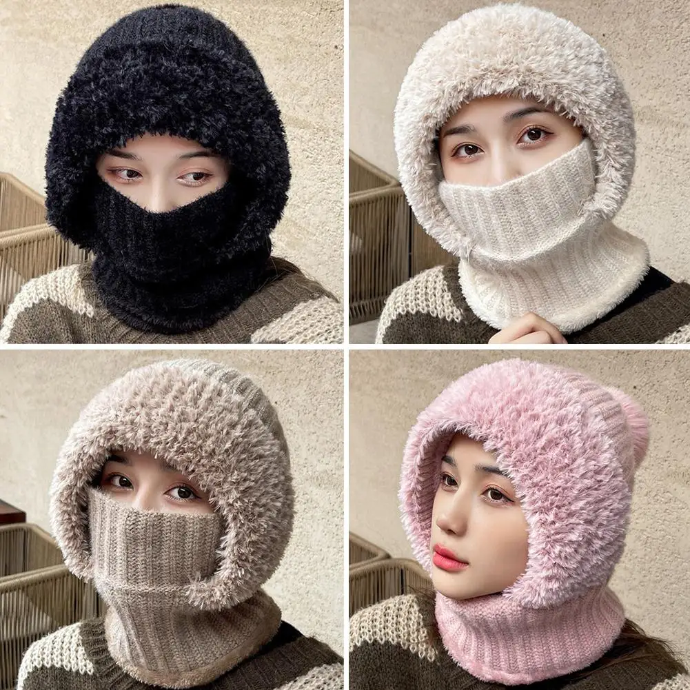 2025 جديد شتاء دافئ بالاكلافا قبعة الحرارية الحياكة أفخم قناع الوجه مقنعين الرقبة أدفأ للتنزه في الهواء الطلق الدراجات قبعة مقاومة للبرودة