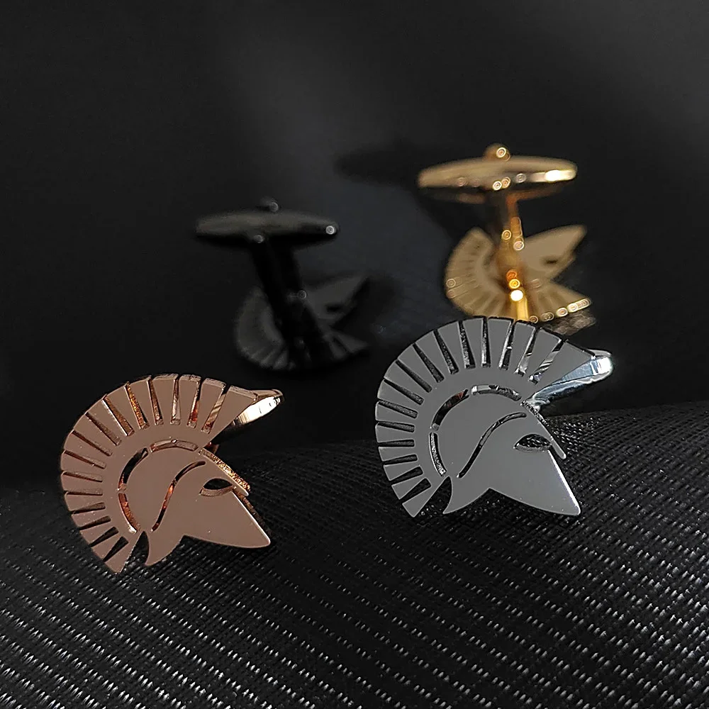 New Arrival Vintage Cuff Links 300 Sparta Warrior Helmet Design Quality Brass Material Men's Cufflinks