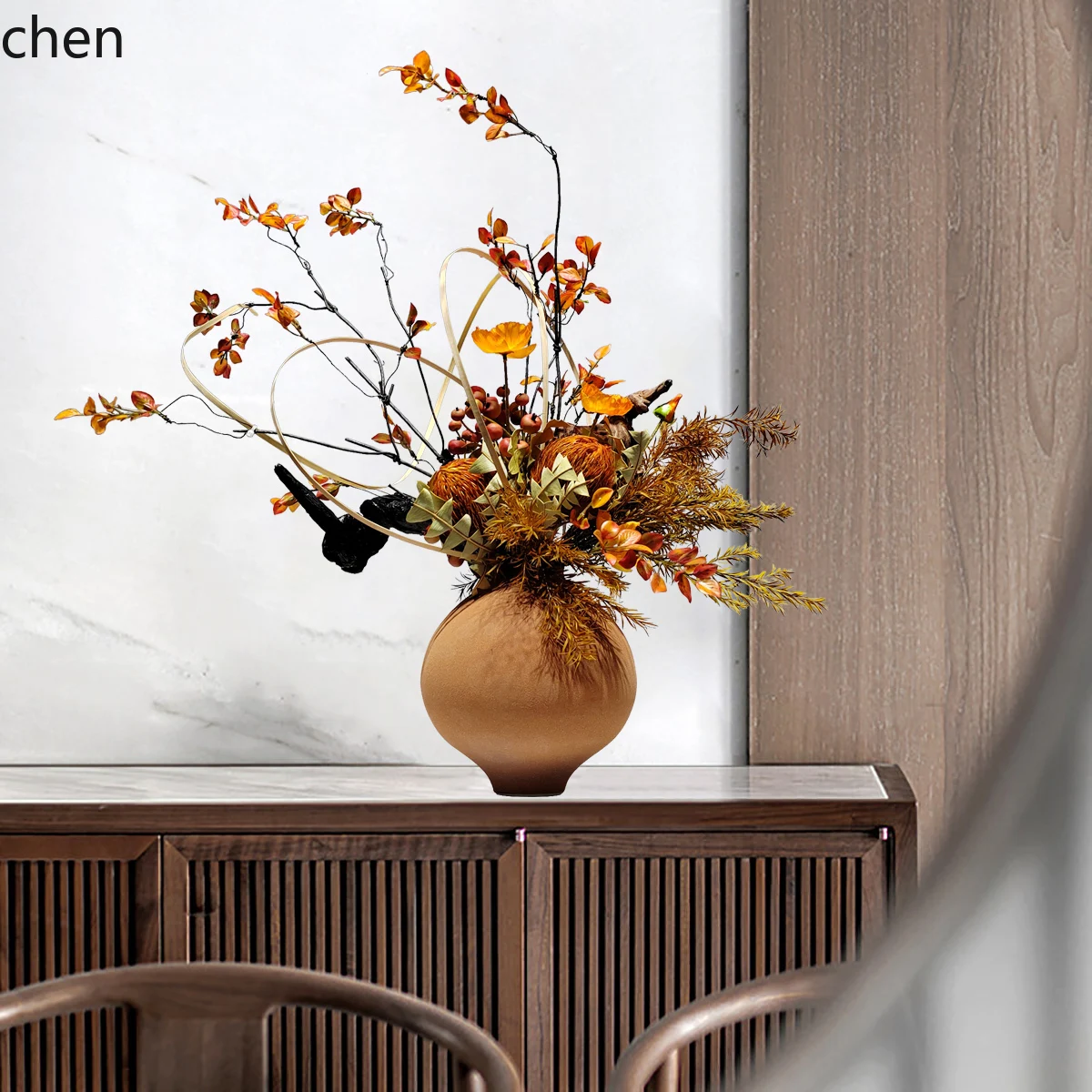 ZML new Chinese dried flower tone simulation flower art model room hotel homestay soft decoration flower arrangement