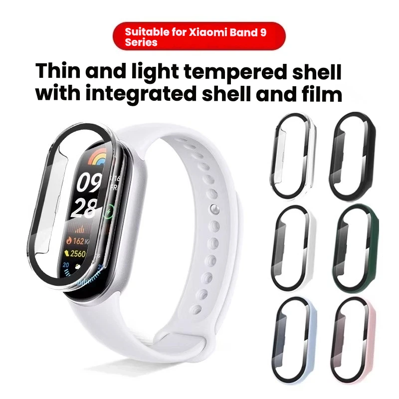 PC+tempered glass For Xiaomi Mi Band 10 9 8 Anti-scratch Cover Protector Bumper For Xiaomi MiBand 10 9 intelligence Accessories