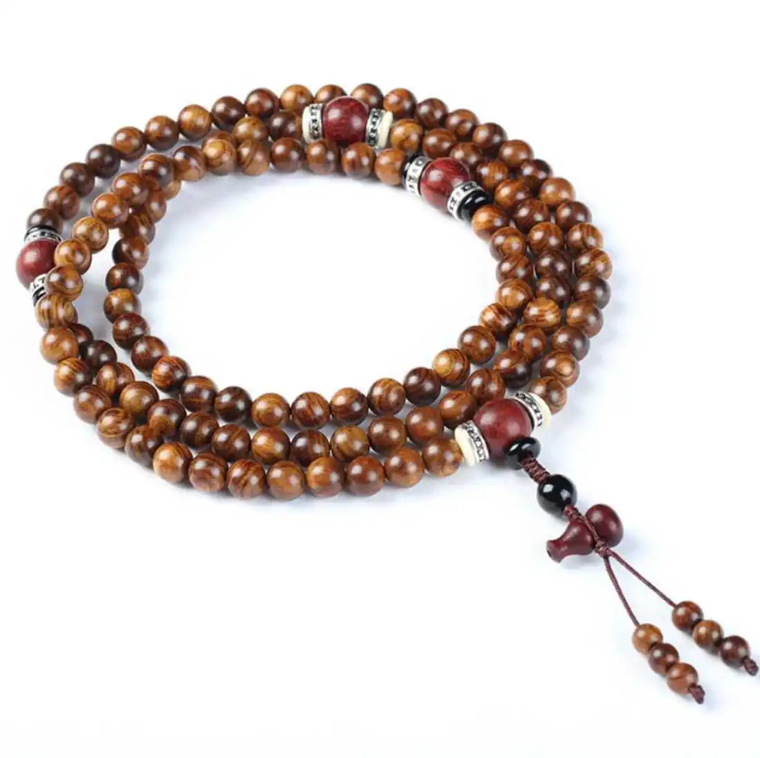 8mm108 Tiger skin sandalwood beads rosewood bracelet Custom Crafted Wrap Handmade Minimalist Teens Eco-Friendly