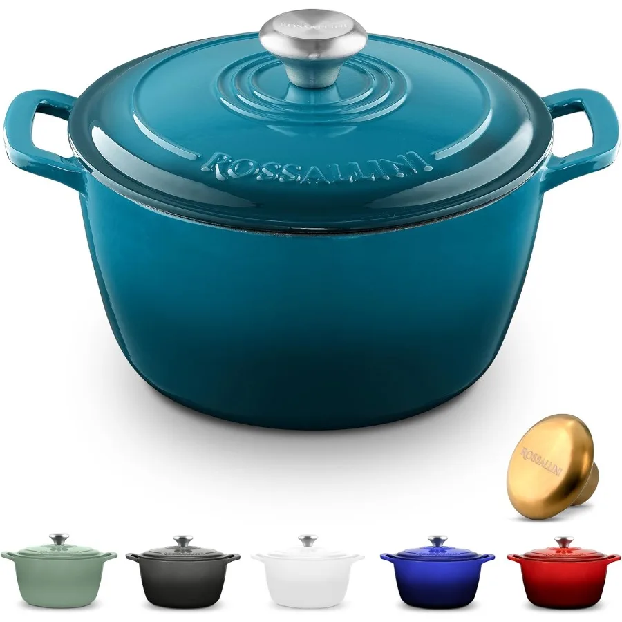 

Signature Enameled Cast Iron Dutch Oven NonStick Serving Pot with Tight Fitting Lid for Perfect Roasting Baking Sauteing and Br